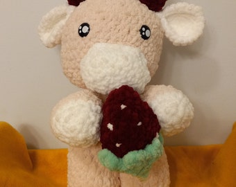 Crochet Strawberry Cow Plushie