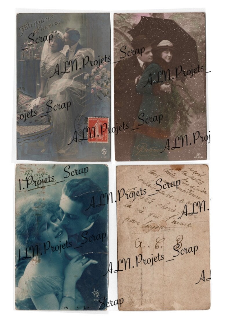 Printable Vintage Postcards, 12 Antique Cards, Set of 5 Full Color ...