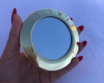 Golden Brass  Decorative Wall Mirror, Unique Hock Mirror Available In Rond Forms , Handcrafted Gifts