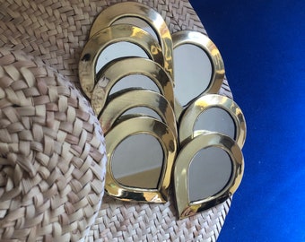 Golden Brass  Decorative Wall Mirror, Unique Hock Mirror Available In Drop shape, Handcrafted Gifts