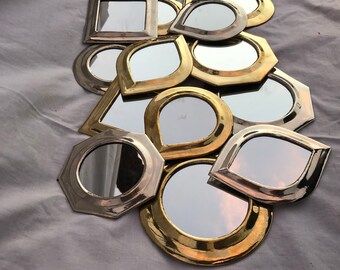 Golden Brass And Maillechort Decorative Wall Mirror, Unique Hock Mirror Available In Different Forms And Sizes, Handcrafted Gifts