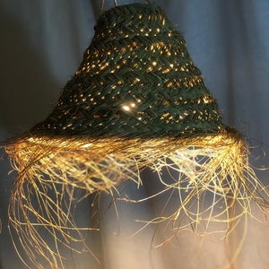 Moroccan pendant light with a modern-boho touch , doum straw CHANDELIER image 8