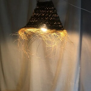 Moroccan pendant light with a modern-boho touch , doum straw CHANDELIER image 7