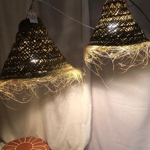 Moroccan pendant light with a modern-boho touch , doum straw CHANDELIER image 5