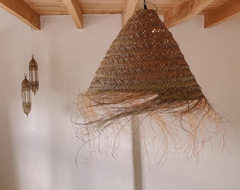 Moroccan pendant light with a modern-boho touch ,  doum straw CHANDELIER