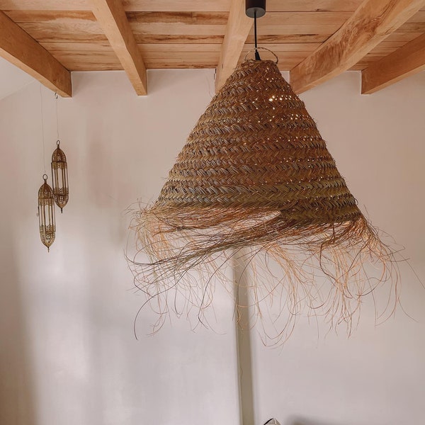 Moroccan pendant light with a modern-boho touch ,  doum straw CHANDELIER