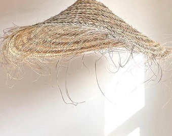 DOUM Straw CHANDELIER, Lámpara de araña, Rattan LAMPSHADE, Impresionante lámpara colgante de bambú y ratán hecha a mano Decoración maximalista