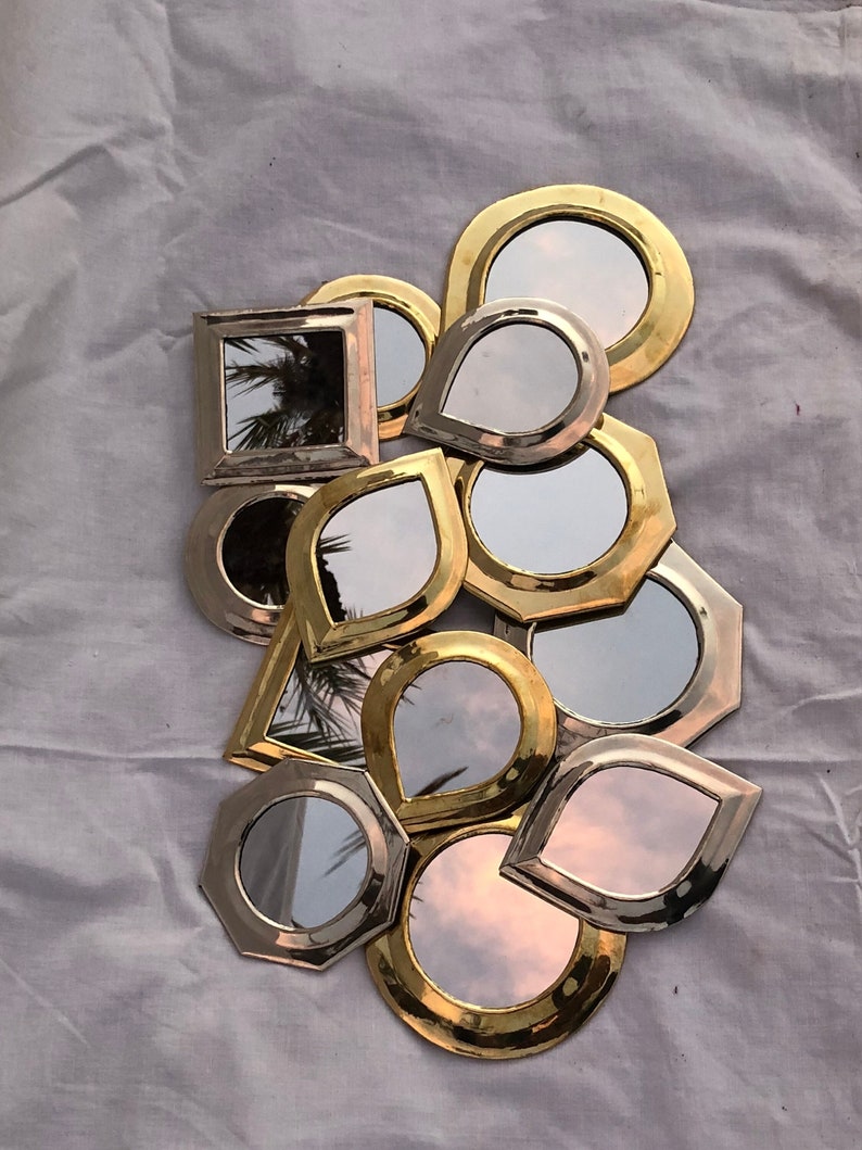 Espejo de pared decorativo de latón dorado, espejo de corvejón único disponible en forma de gota, regalos hechos a mano imagen 5