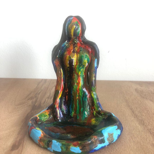 Rainbow Woman, Exquisite Handmade Clay Bibelot: A Unique Blend of Artistry and Elegance