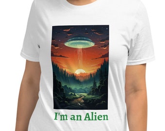 T-shirt Alien Unisex Extraterrestrial Exotic Outer Space UFO Roswell Area 51 Gift Birthday Stars