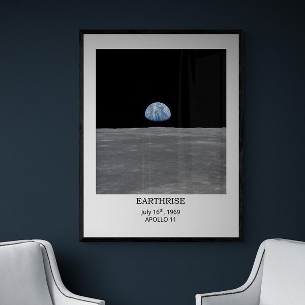 Apollo poster Nasa print moon earthrise blue planet download astronaut moon poster space travel space decor wall art space print