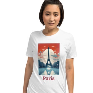 T-Shirt Paris, Travel, France, Eiffel Tower, Vintage Art, Vacation, Pop Art, Cityscape, Vintage, Retro, Gift, Birthday Present