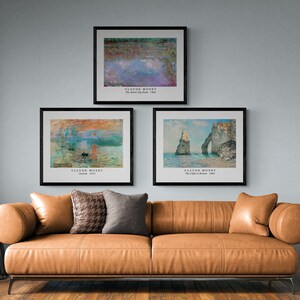 Set of 3 Claude Monet Gallery Wall Set Printable Wall Art Vintage Retro Print Impressonsimus French Painter