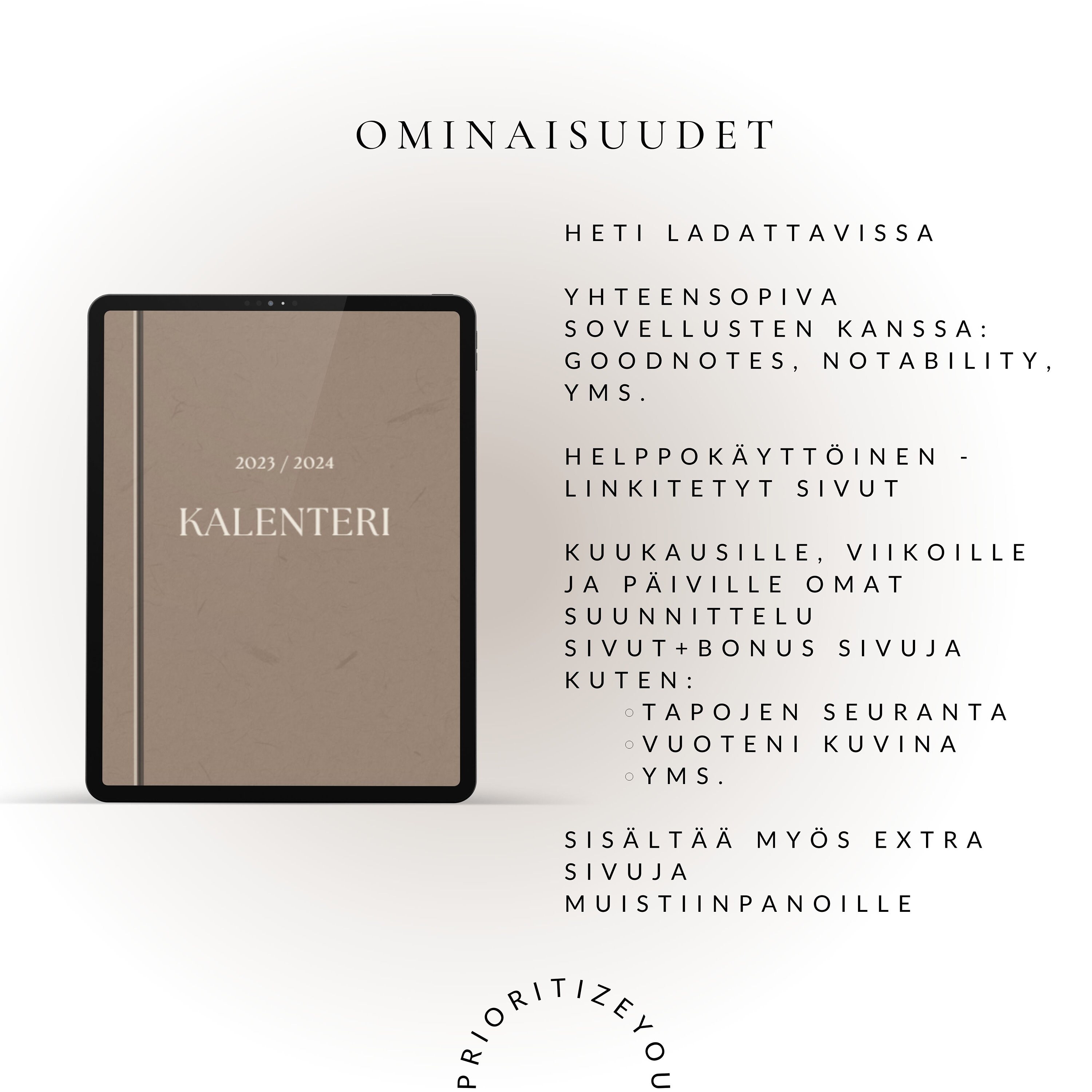 2023-2024 Helppokäyttöinen Lukuvuosikalenteri Beige Digitaalinen ...