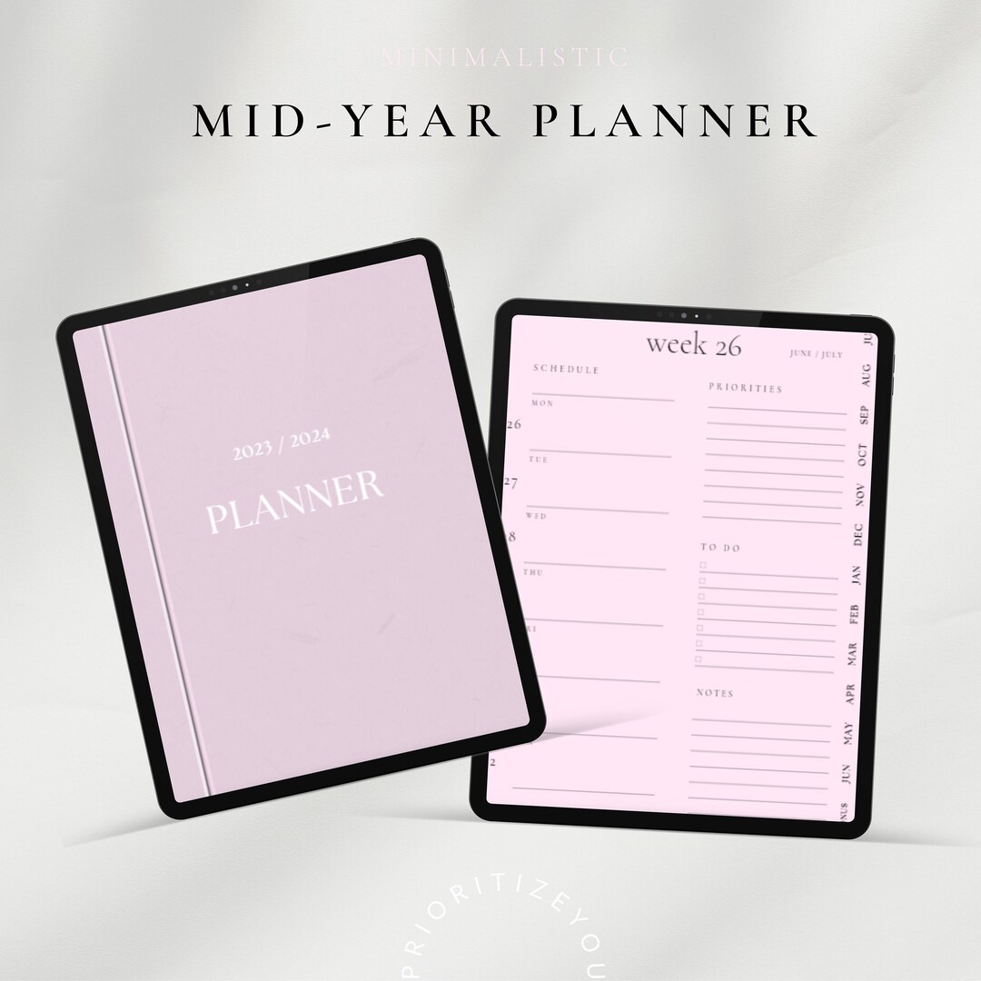 20232024 Minimalistic Midyear Planner Pink Minimalistic ADHD