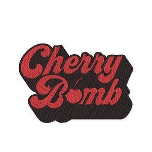 May include: A black and red logo with the text "Cherry Bomb" in a retro font.