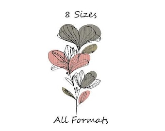 Flower machine embroidery design, floral embroidery, 8 sizes, Instant download, all formats, DST PES patterns