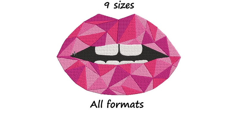 Polygon Lips Machine Embroidery Design, Mosaic Style (instant Download ...