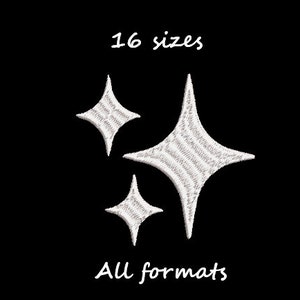 Star embroidery design, shine embroidery, glitter sparkle embroidery, embroidery file for machine, instant download, 16 sizes, all formats