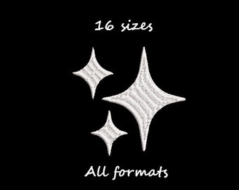 Star embroidery design, shine embroidery, glitter sparkle embroidery, embroidery file for machine, instant download, 16 sizes, all formats