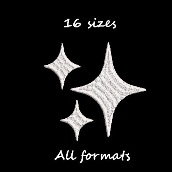 Star embroidery design, shine embroidery, glitter sparkle embroidery, embroidery file for machine, instant download, 16 sizes, all formats