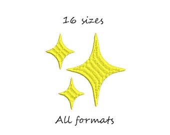 Star machine embroidery design, shine embroidery, sparkle embroidery, glitter embroidery, 16 sizes, Instant download, all formats