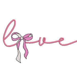 Coquette rose noeud amour mot écriture cursive fichier motif de broderie machine