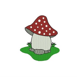 Mushroom machine embroidery design, toadstool embroidery, fungi embroidery, 3 sizes, Instant download, all formats, DST PES patterns