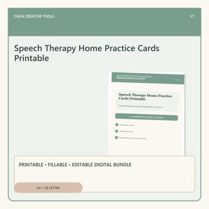 Speech Therapy Home Practice Cards, Routine Planner and Progress Notes Printable Bundle