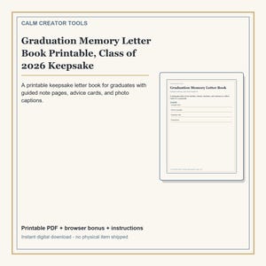 Graduation Memory Letter Book Printable, Class of 2026 Keepsake