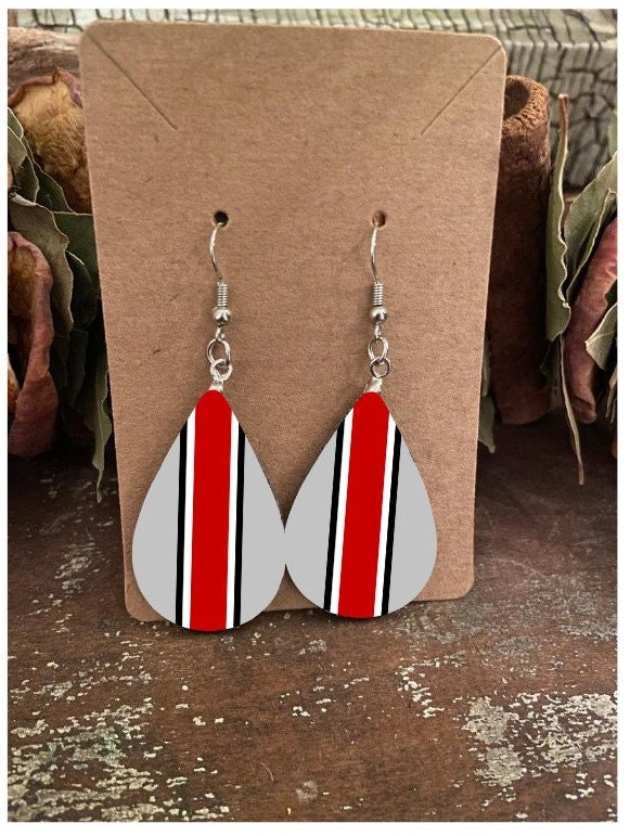Buckeye Football Helmet Teardrop Sublimation Earrings The Buckeye State