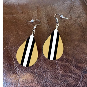 New Orleans Football Helmet Stripe Teardrop Earrings