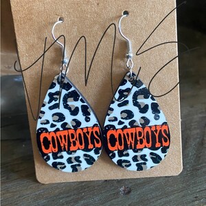 Cowboys Leopard Teardrop Sublimation Earrings