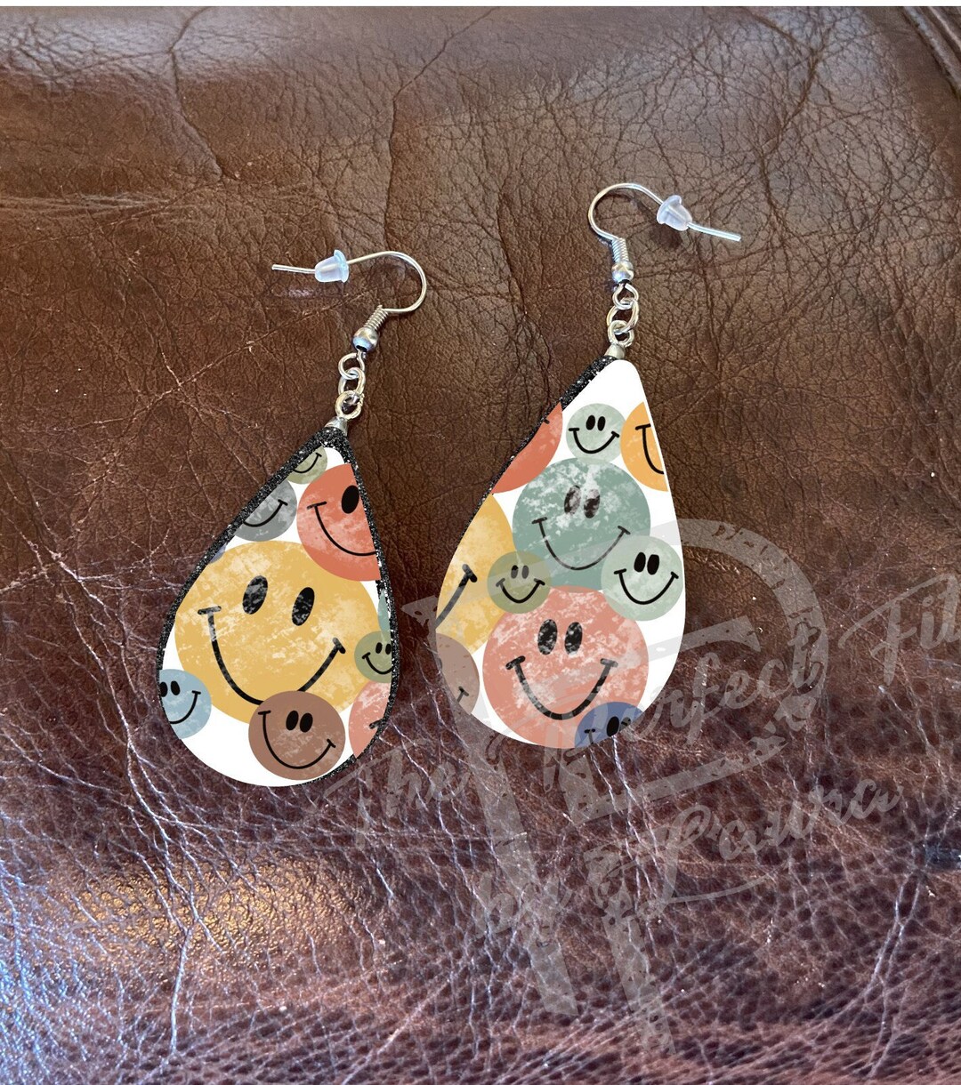 Smiley Face Retro Distressed Cute Teardrop Sublimation Earrings Etsy