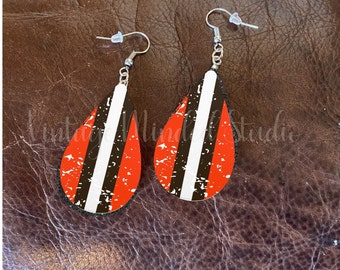 Cleveland Football Distressed Teardrop Sublimation Earrings