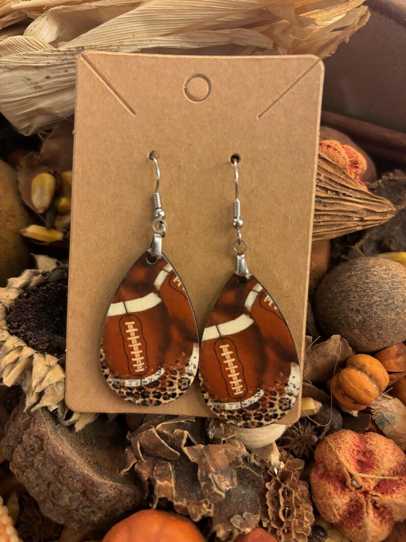 Leopard Football Teardrop Sublimation Earrings - Etsy