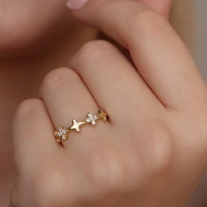 14K Solid Gold Multi Stars Ring, 14K Real Gold Eternity Ring, Celestial Ring, Gold Star Ring,Multi Stars Rings, Christmas Gifts