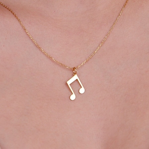 Collana con nota musicale in oro massiccio 14K, ciondolo fatto a mano, regalo di San Valentino