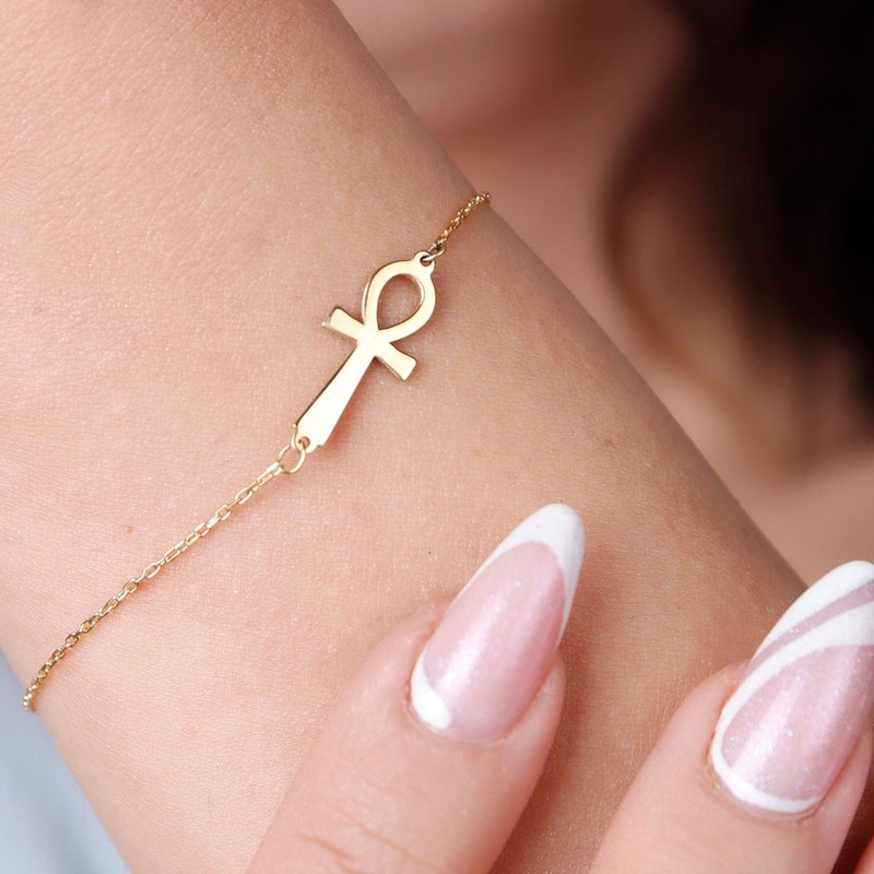 Full Zircon Ankh Adjustable Bracelet main image 1