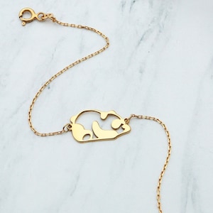 Panda Armband aus 14K Solid Gold, Gold Panda Bär Armband, Panda Charm Anhänger, Tier Charm Schmuck, Einzigartiges Armband, Weihnachtsgeschenke