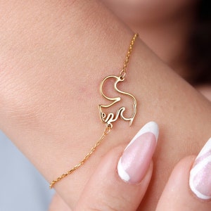 Squirrel Charm Bracelet in 14K Solid Gold, Real Gold Squirrel Outline Charm Bracelet, Squirrel Jewelry, Woodland Bracelet, Christmas Gifts