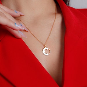 Colar de silhueta de panda de ouro maciço 14K, colar com pingente de panda, joias asiáticas de ouro verdadeiro, colar com barra de nome, joias de animais extintos