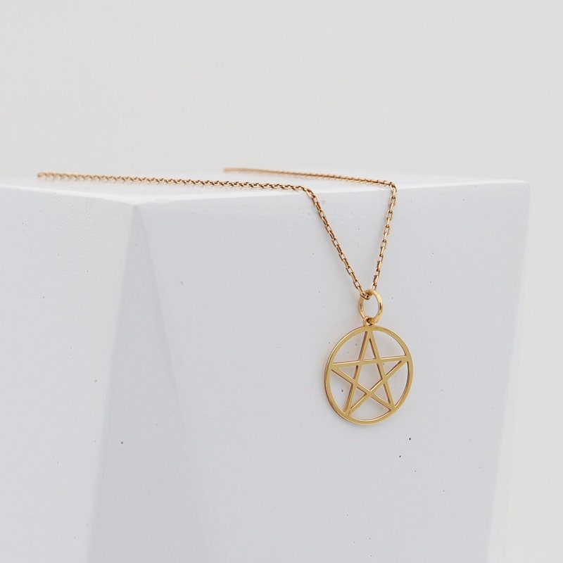 Bronze Pentacle Pendant - Pentagram Necklace - Wicca Witchcraft Pagan Jewelry