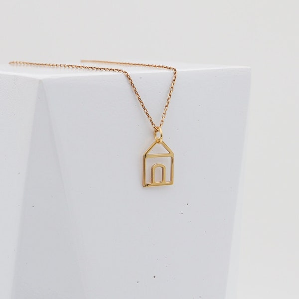 14K Solid Gold House Necklace, Home Sweet Home Pendant,Romantic Home Necklace, House Shape Necklace,Geometric Home Jewelry,Mothers Day Gifts