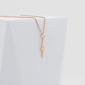 14K Solid Gold Lightening Bolt Necklace, Dainty Lightening Bolt Pendant, Lighting Bolt Charm, Lighting Bolt Jewelry, Christmas Necklaces