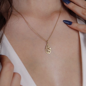 Colar de zebra de ouro maciço 14K, colar de corrente de ouro real, padrão de zebra de ouro, pingente de amante de animais, colar de barra de nome, joias para o dia a dia