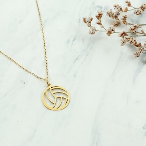 Sport Volleyball Pendant in 14K Solid Gold, Real Gold Volleyball Necklace, Gold Sports Jewelry, Sports Charm, Gift for her,Christmas Jewelry