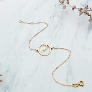 Yin Yang Charm Bracelet in 14K Solid Gold,14K Real Gold Spiritual Bracelet, 925K Silver Dainty Ying Yang Bracelet, Ying Yang Jewelry