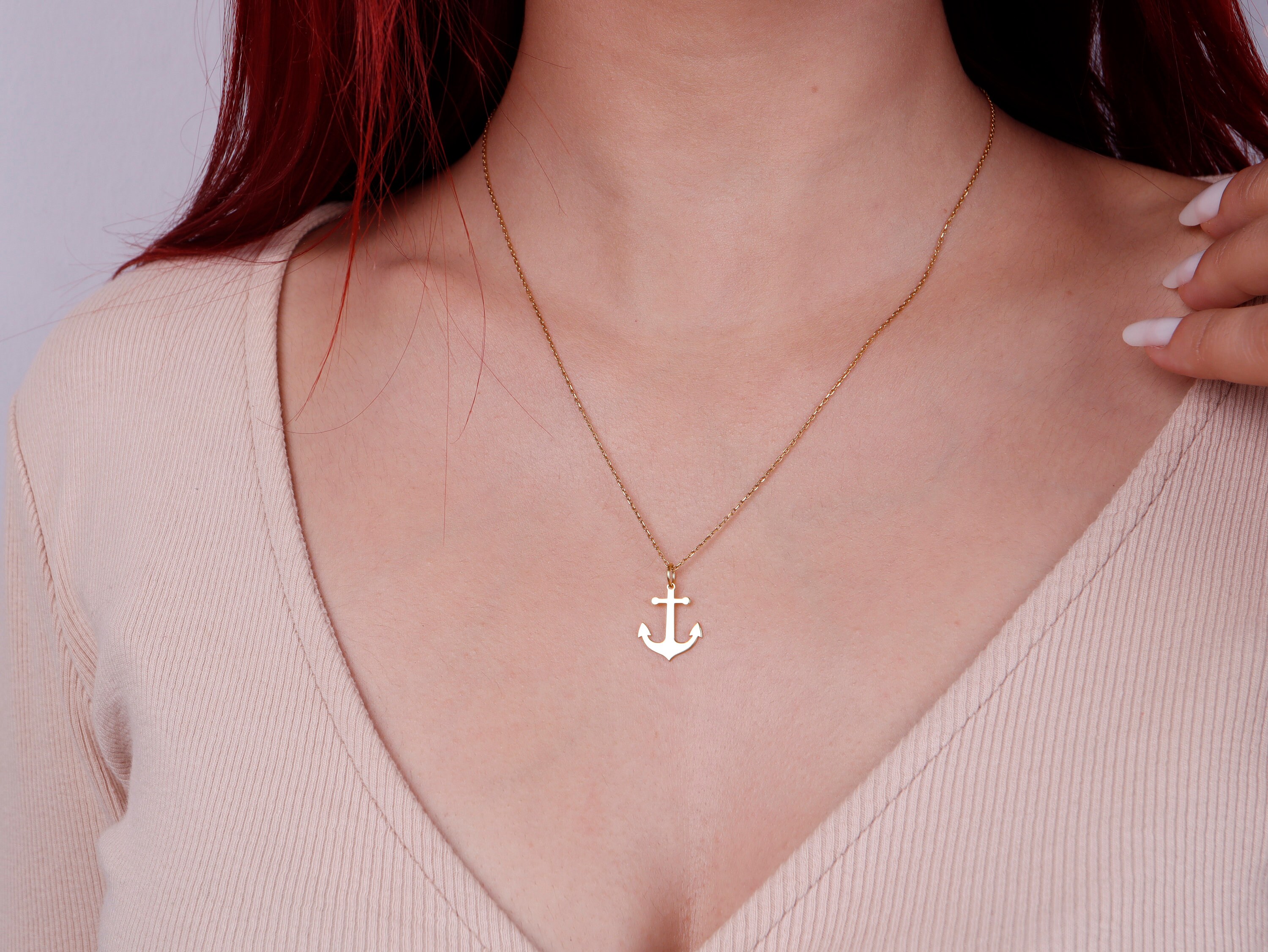 14k White Gold Nautical Anchor Charm Pendant - 20.2x14mm, Solid 3D Polished, .7 Grams, No Chain Included - View #11