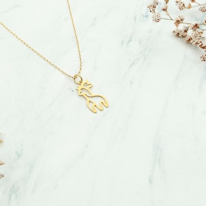 Colar de casal de girafa de ouro maciço 14K, pingente de girafa de ouro verdadeiro, presentes de charme de amante, pingente de girafa, colar de placa de identificação, joias de animais